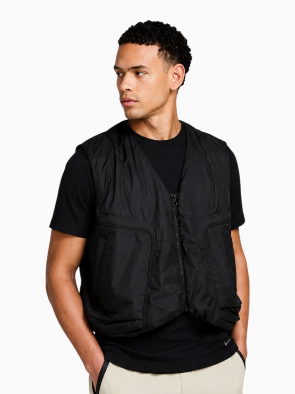 NWT NIKE TECH WOVEN LIGHTWEIGHT HOODED VEST BLACK SIZE XL